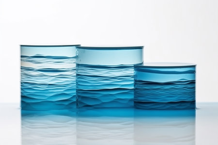 pedestals made of water on a white backgroundの素材