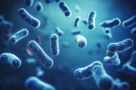 bacteria. bacteria. blue color. Prokaryotic microorganisms. illustration. Bannerの素材