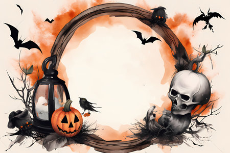 Bright banner, Halloween frame, invitation with place for text. Custom design element for greeting cards, invitations, prints, letterhead.の素材