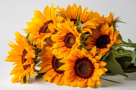 sunflower flowers on white backgroundの素材