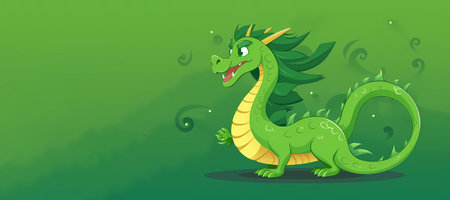 green, Chinese dragon on a green background, symbol of the new year 2024の素材
