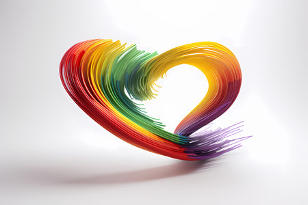 Hand drawn brush heart in rainbow colors. Paints and brushes.の素材
