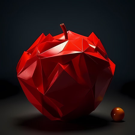 Red, glass apple on a dark background, decorationの素材
