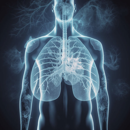 A picture of the lungs and bronchi of a smoker. Lung damage from cigarette smokeの素材