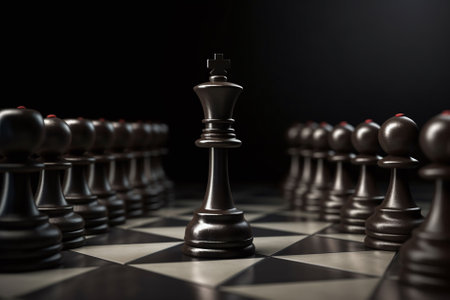 chess field with figures, strategic business ideas concept, chess battle, business strategy concept. 3D rendering.の素材