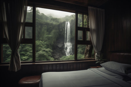 Beautiful waterfall in the morning at Mae Hong Son, Thailand.の素材