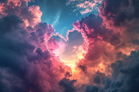 Heart shaped cloud in the sky, valentine's day backgroundの素材
