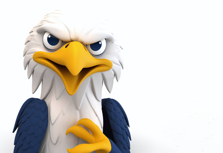 Eagle isolated on white background. 3D illustration. Cartoon style.の素材