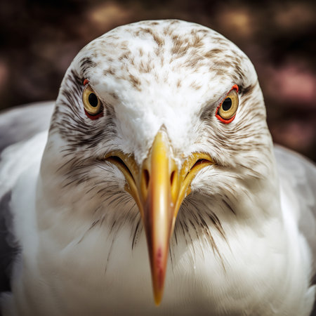 Portrait of a seagull close-up on a blurred backgroundの素材