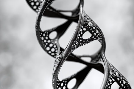 Close-up of the structure of the DNA molecule. Abstract background.の素材