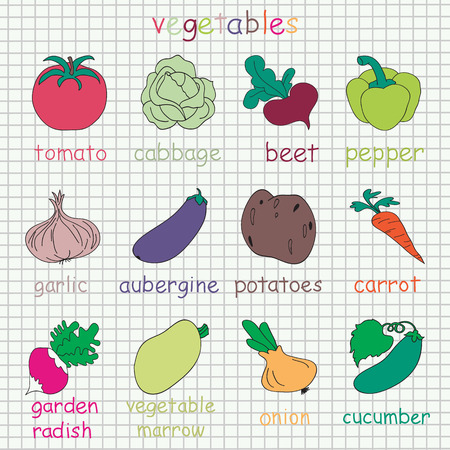 Collection of 12 Vegetables iconsのイラスト素材