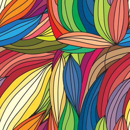 Vector abstract hand-drawn waves texture, wavy background. Colorful waves backdropのイラスト素材