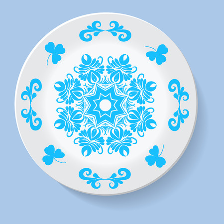 plate with elegance tribal ornament mandala. Vector illustrationのイラスト素材