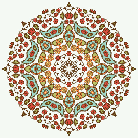 Floral mandala. Ethnic decorative elements. Hand-drawn background. Islam, Arabic, Indian, Ottoman motifs.のイラスト素材