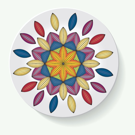 plate with elegance tribal ornament mandala. Vector illustrationのイラスト素材