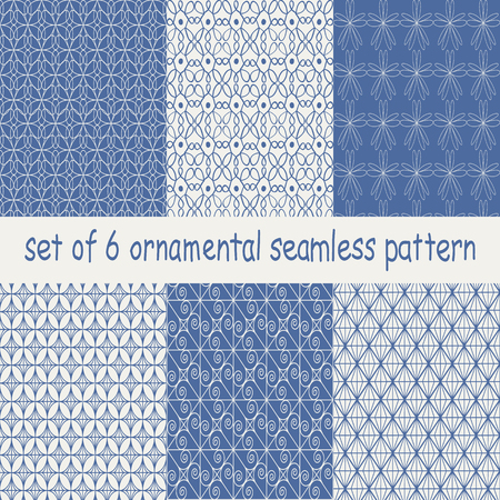 set of 6 ornamental seamless patternのイラスト素材