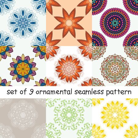 set of abstract seamless pattern with a circular pattern.のイラスト素材