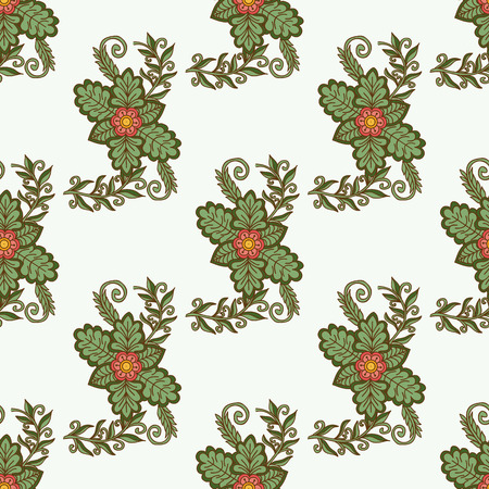 Vector floral pattern in doodle style with flowers and leaves. floral background.のイラスト素材