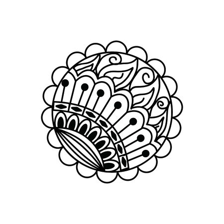 Circular ethnic ornament. Mandala monochrome.のイラスト素材