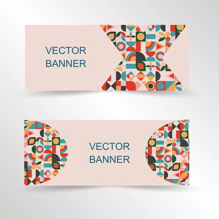 Abstract banners - website headers with geometricaly shaped pattern. vectorのイラスト素材