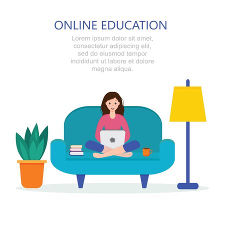 web page design template for online education, training and courses, learning, video tutorials. Modern vector illustration concepts for website and mobile website development.のイラスト素材