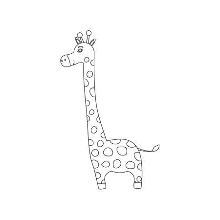 Giraffe coloring book. African animal vector stock illustration isolated on white.のイラスト素材