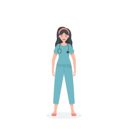 vector illustration. A girl doctor Isolated.のイラスト素材