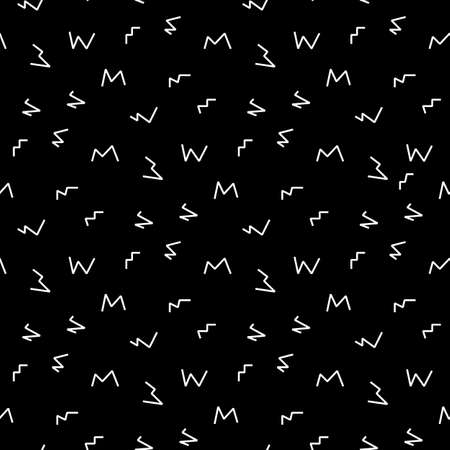 Memphis style with geometric pattern, vector illustration with geometric figures. Trendy seamless pattern.のイラスト素材