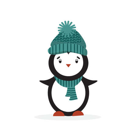 Penguin cartoon vector illustration. Christmas penguin characterのイラスト素材