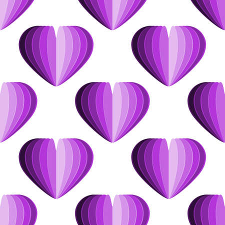 Valentines paper hearts on white background. Vector love seamless pattern for Happy Mothers or Valentines Day.のイラスト素材