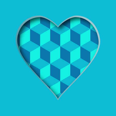 Vector illustration with a cut out heart and with an abstract pattern in the background. Valentines day card.のイラスト素材