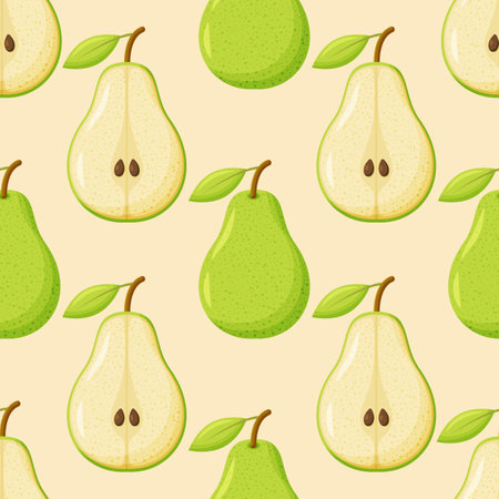 Sweet pear seamless pattern. Organic healthy fruits background.のイラスト素材