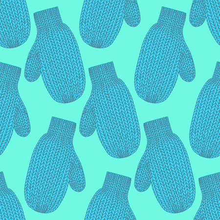 Seamless pattern with winter funny mittens. Warm clothing for hands. Repeating element. For design of packaging paperのイラスト素材