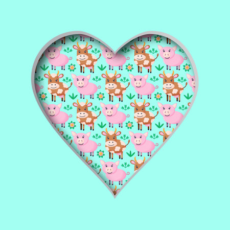 Vector illustration with a cut out heart and with an abstract pattern in the background. Valentines day card.のイラスト素材