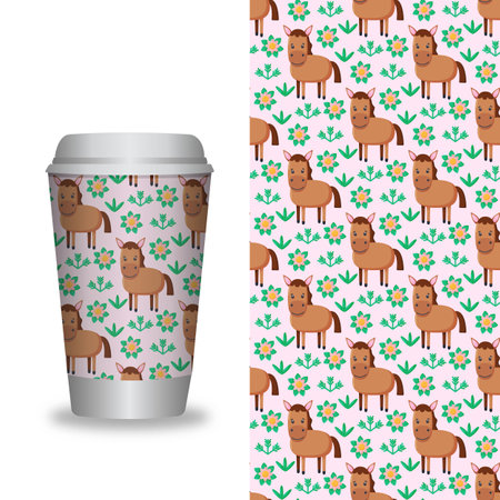 Coffee Cup With Patterns Template. Vector Illustration.のイラスト素材