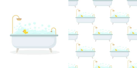 Vector interior illustration in flat style. Bathroom with furniture. Bathroom interiorのイラスト素材