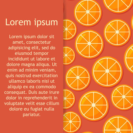Orange fruit pattern. Sweet beautiful citrus seamless background with yellow juicy oranges.のイラスト素材