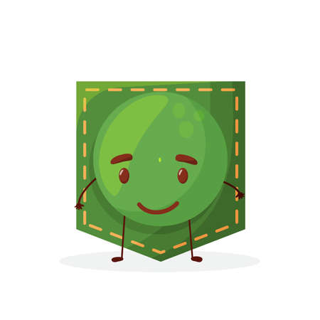 Peas shaped patch pocket. Character pocket peas. Cartoon style. Isolated on white background. Design element.のイラスト素材