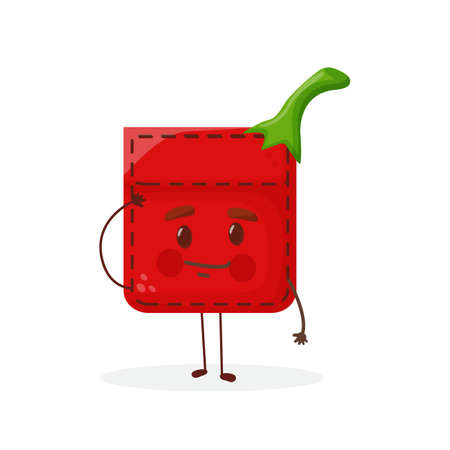 Pepper shaped patch pocket. Character pocket pepper. Cartoon style. Isolated on white background. Design element.のイラスト素材