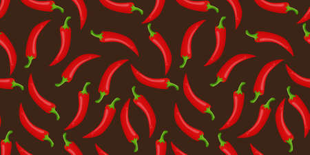 Seamless pattern with stylish red hot chili peppers on background for fabric, clothes, tablecloth and other thingsのイラスト素材