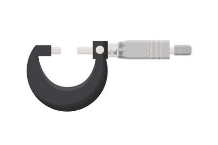 Micrometer. Measuring engineer tool. Universal device designed to measure linear dimensions. Vector illustration.のイラスト素材