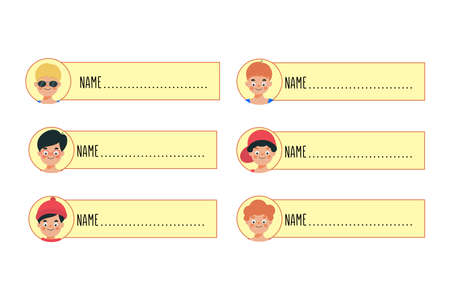 happy cute kids boy name tag. Illustration Featuring Printable Name Tags for Boysのイラスト素材