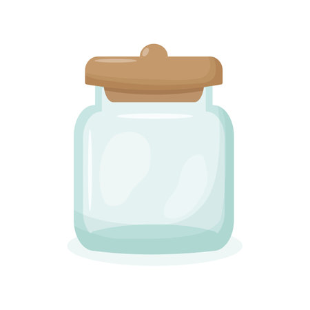 Empty glass jar isolated illustration on white background. Vector illustrationのイラスト素材
