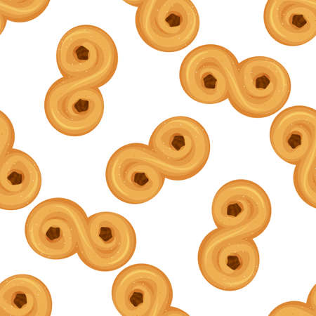 Food seamless pattern made from traditional Swedish and scandinavian Christmas saffron buns Lussekatter.のイラスト素材