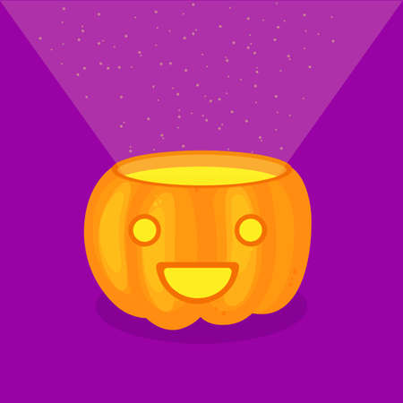 Halloween pumpkin with candle inside. Happy face Halloween pumpkin isolated on background.のイラスト素材