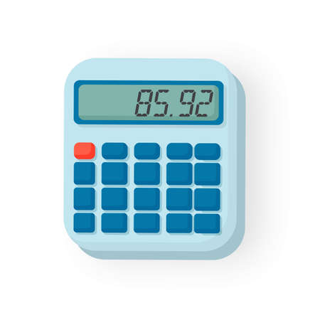 Electronic calculator with shadow in flat style. Digital keypad math isolated deviceのイラスト素材