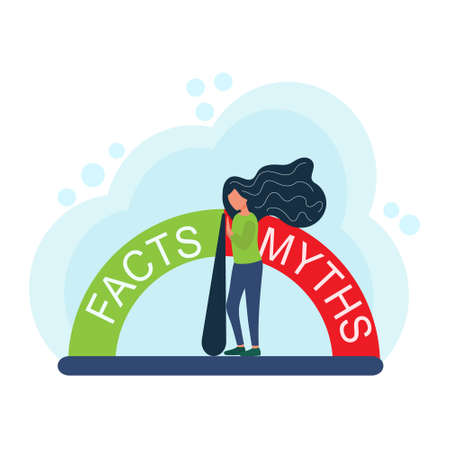 Myths facts. Speech bubble icons. Vector illustration on white background.のイラスト素材