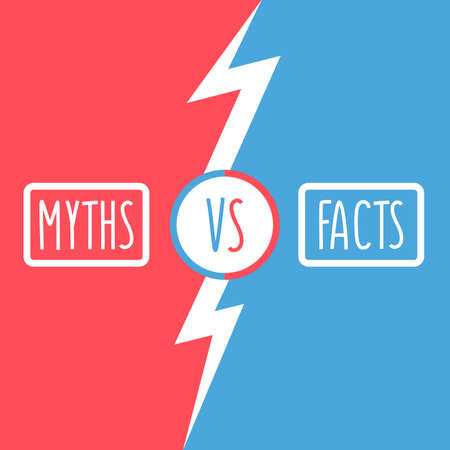 Myths facts. Speech bubble icons. Vector illustration on white background.のイラスト素材