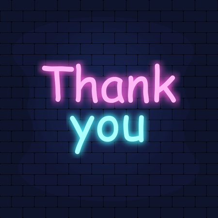 Thank You Neon Text Vector. Thank You neon sign, design template, modern trend design, night neon signboardのイラスト素材