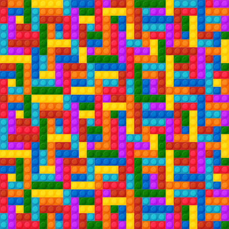 Seamless template of realistic colored plastic bricks. Construction blocks.のイラスト素材